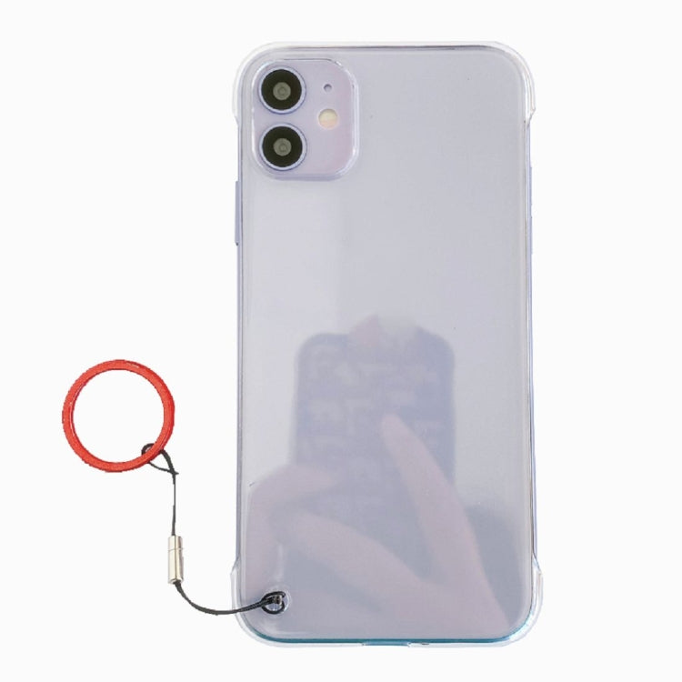For iPhone 11 Non-frame Four-corner Shockproof PC Case with Finger Ring Strap