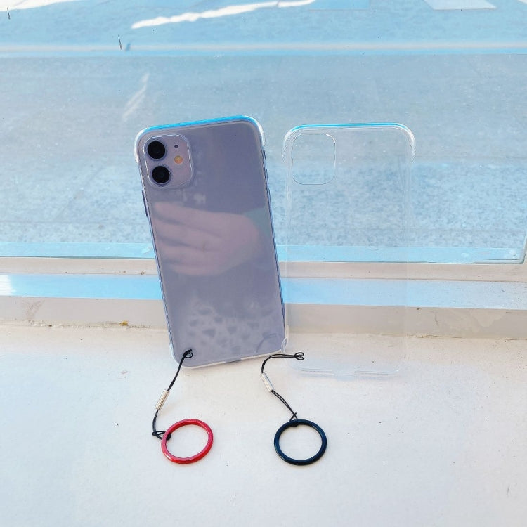 For iPhone 11 Non-frame Four-corner Shockproof PC Case with Finger Ring Strap