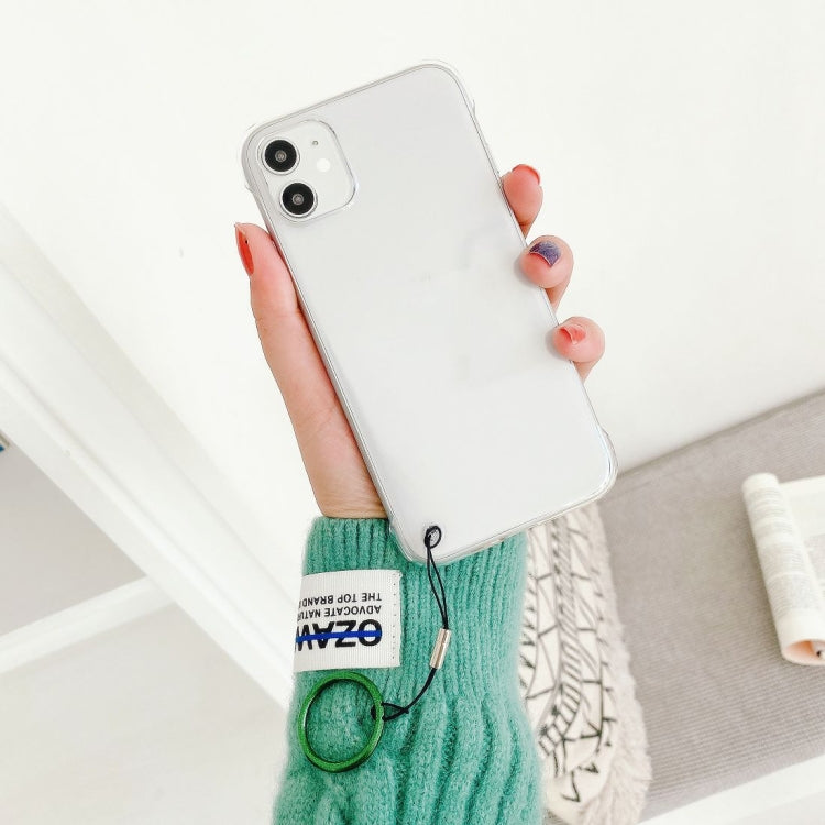 For iPhone 11 Non-frame Four-corner Shockproof PC Case with Finger Ring Strap