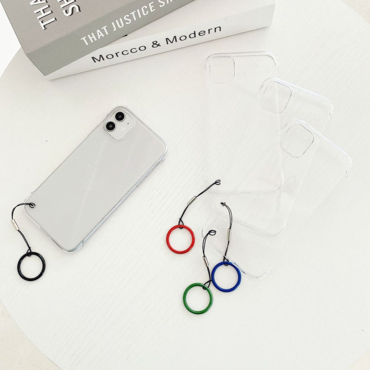 For iPhone 11 Non-frame Four-corner Shockproof PC Case with Finger Ring Strap