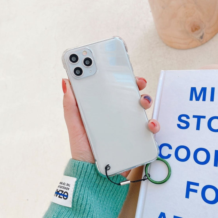 For iPhone 11 Pro Non-frame Four-corner Shockproof PC Case with Finger Ring Strap
