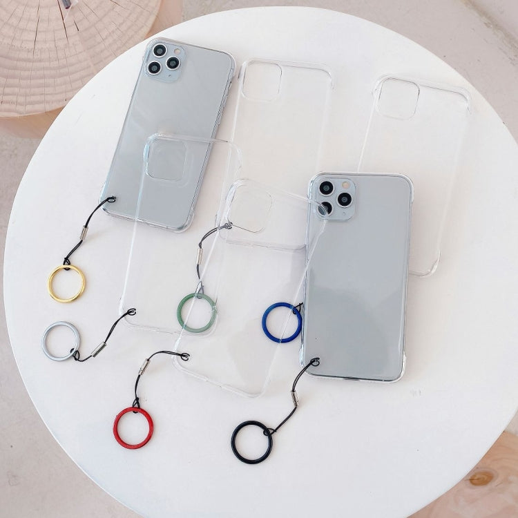 For iPhone 11 Pro Max Non-frame Four-corner Shockproof PC Case with Finger Ring Strap