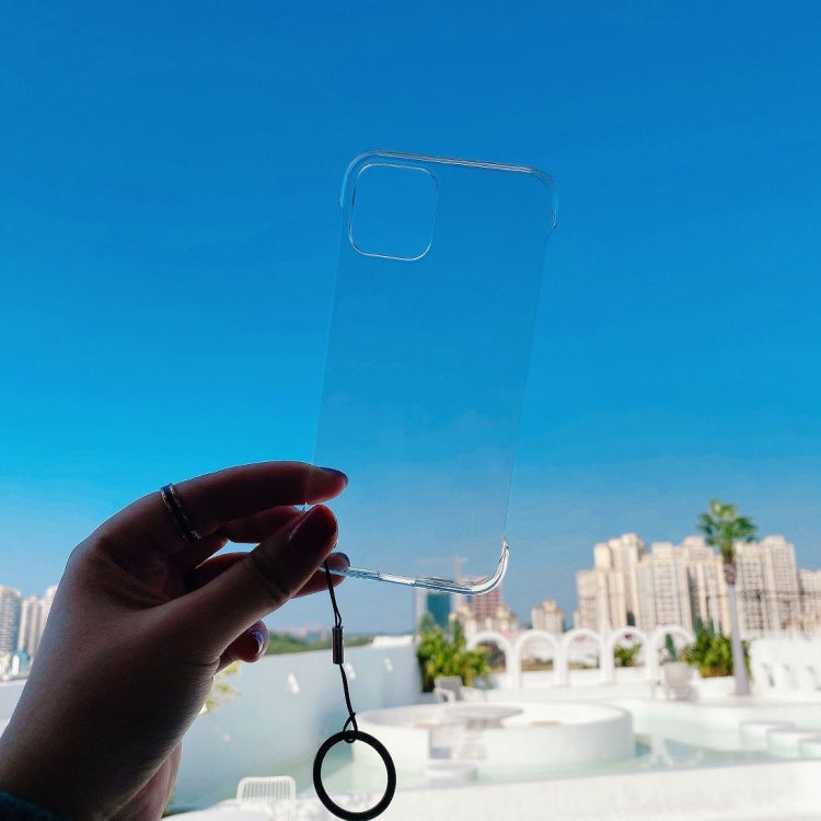 For iPhone 11 Pro Max Non-frame Four-corner Shockproof PC Case with Finger Ring Strap
