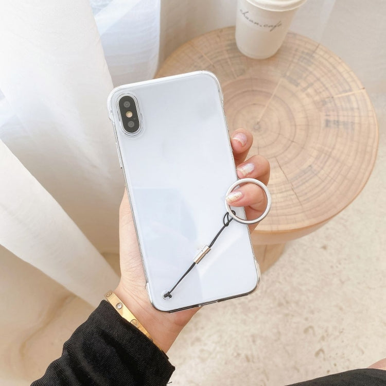 For iPhone X / XS Non-frame Four-corner Shockproof PC Case with Finger Ring Strap