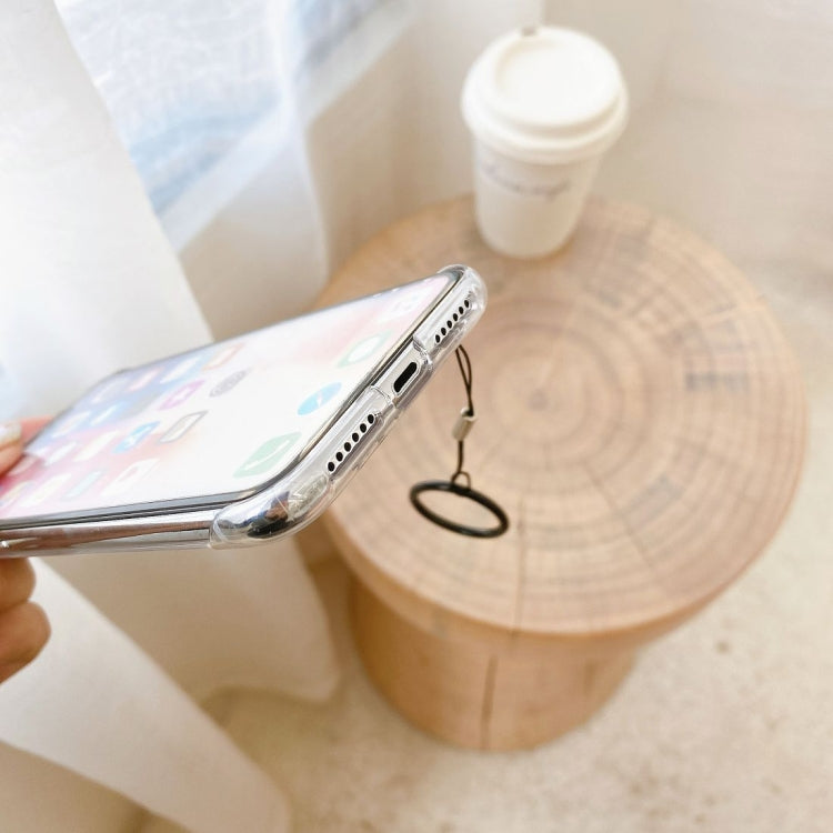 For iPhone X / XS Non-frame Four-corner Shockproof PC Case with Finger Ring Strap
