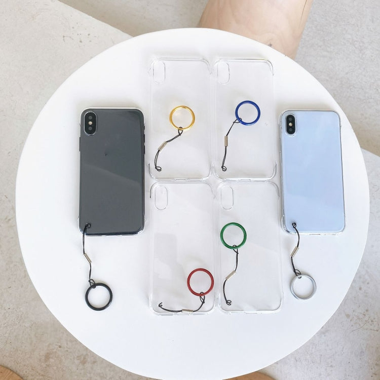 For iPhone X / XS Non-frame Four-corner Shockproof PC Case with Finger Ring Strap