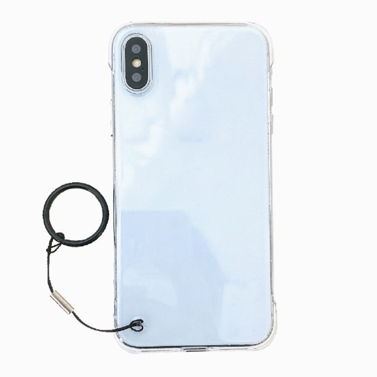 For iPhone X / XS Non-frame Four-corner Shockproof PC Case with Finger Ring Strap