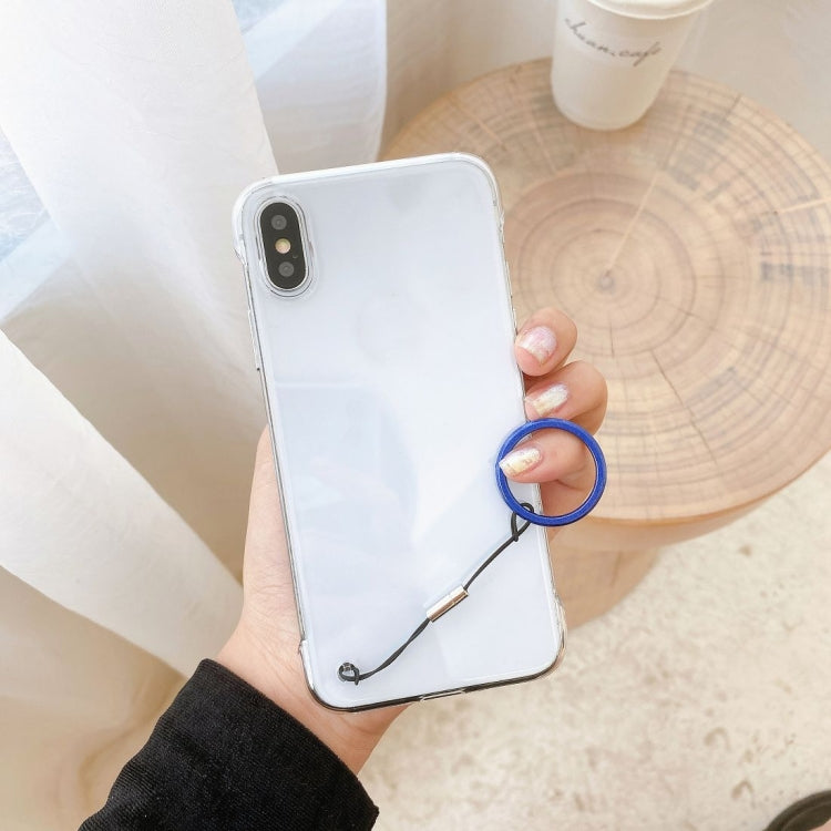 For iPhone X / XS Non-frame Four-corner Shockproof PC Case with Finger Ring Strap