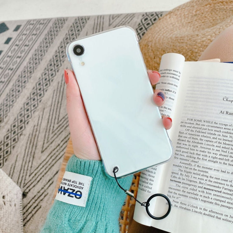 For iPhone XR Non-frame Four-corner Shockproof PC Case with Finger Ring Strap