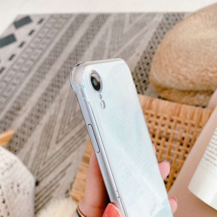 For iPhone XR Non-frame Four-corner Shockproof PC Case with Finger Ring Strap