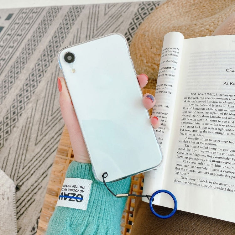 For iPhone XR Non-frame Four-corner Shockproof PC Case with Finger Ring Strap