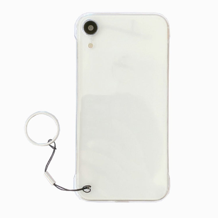 For iPhone XR Non-frame Four-corner Shockproof PC Case with Finger Ring Strap