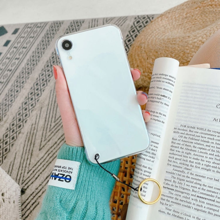 For iPhone XR Non-frame Four-corner Shockproof PC Case with Finger Ring Strap