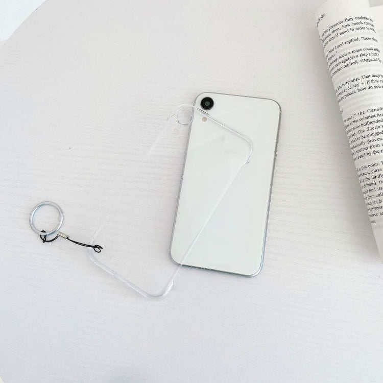 For iPhone XR Non-frame Four-corner Shockproof PC Case with Finger Ring Strap