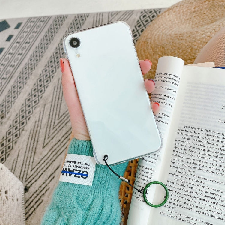 For iPhone XR Non-frame Four-corner Shockproof PC Case with Finger Ring Strap