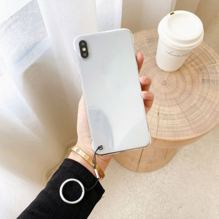 For iPhone XS Max Non-frame Four-corner Shockproof PC Case with Finger Ring Strap