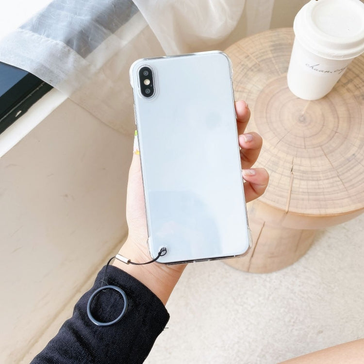 For iPhone XS Max Non-frame Four-corner Shockproof PC Case with Finger Ring Strap