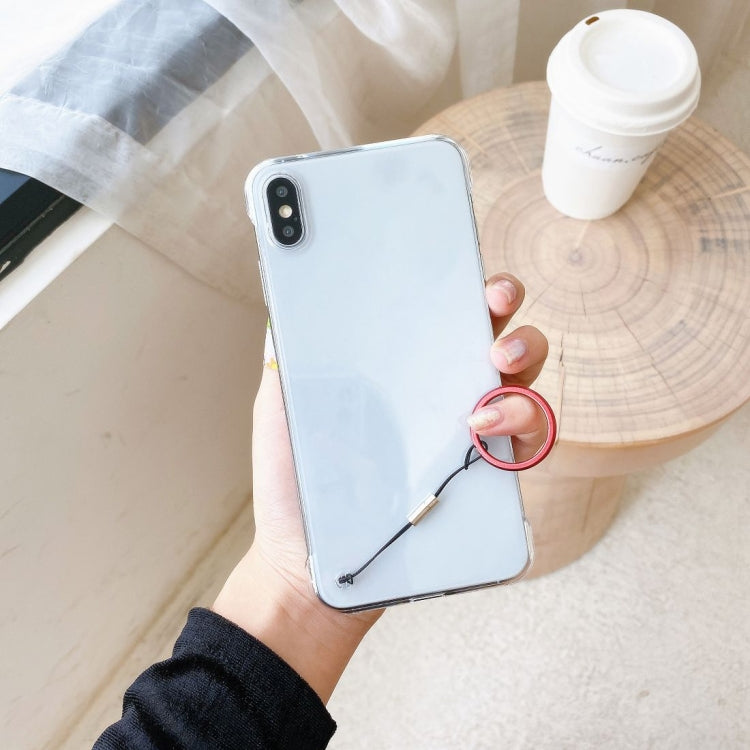 For iPhone XS Max Non-frame Four-corner Shockproof PC Case with Finger Ring Strap
