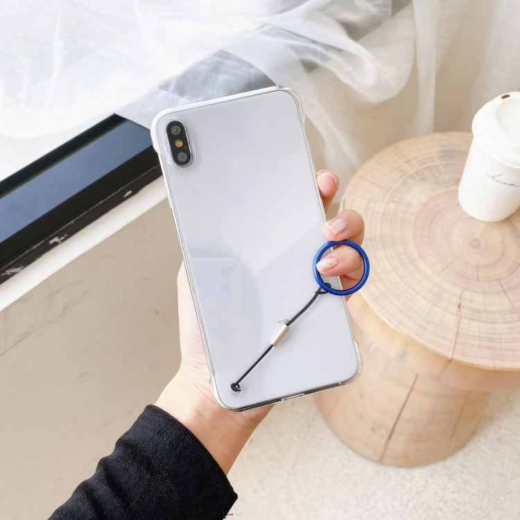 For iPhone XS Max Non-frame Four-corner Shockproof PC Case with Finger Ring Strap