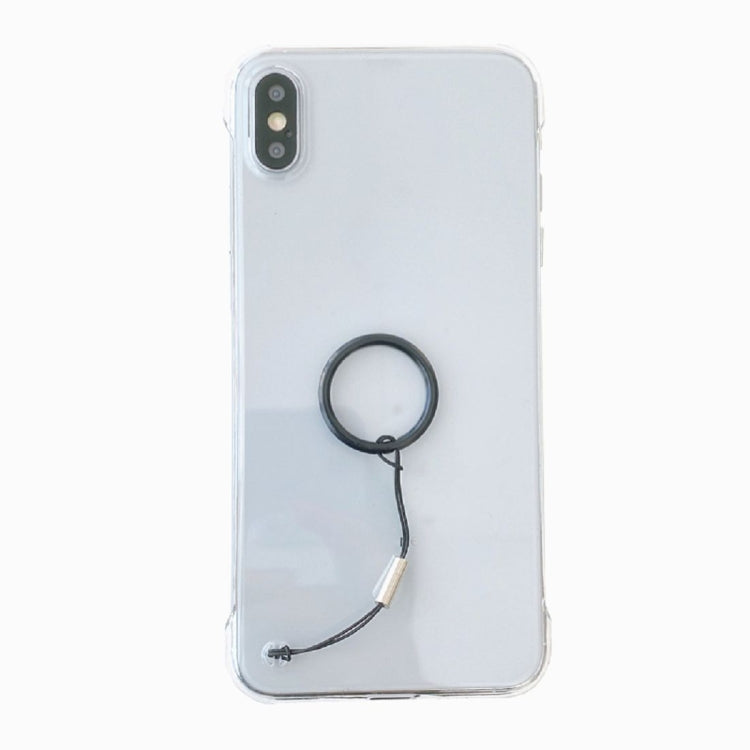 For iPhone XS Max Non-frame Four-corner Shockproof PC Case with Finger Ring Strap