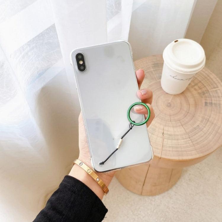 For iPhone XS Max Non-frame Four-corner Shockproof PC Case with Finger Ring Strap
