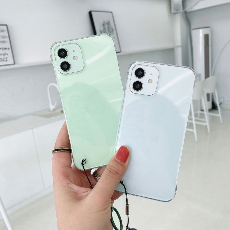 For iPhone 12 / 12 Pro Non-frame Four-corner Shockproof PC Case with Finger Ring Strap
