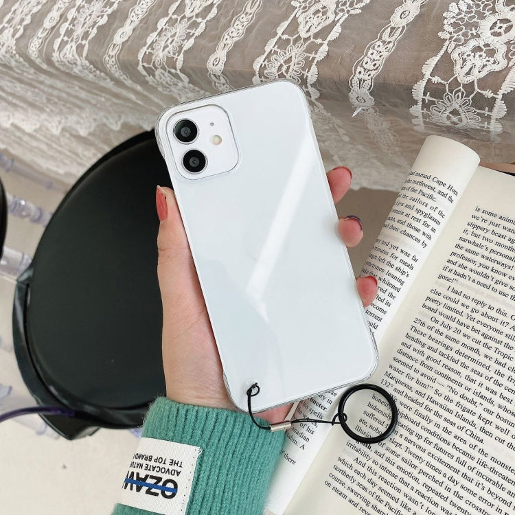 For iPhone 12 / 12 Pro Non-frame Four-corner Shockproof PC Case with Finger Ring Strap