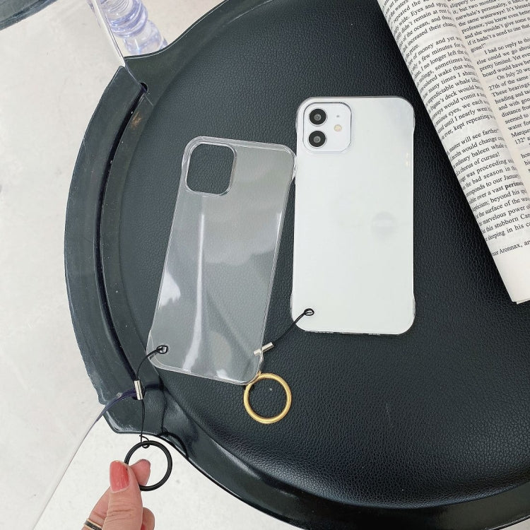 For iPhone 12 / 12 Pro Non-frame Four-corner Shockproof PC Case with Finger Ring Strap