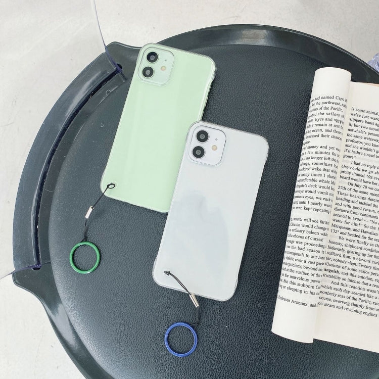 For iPhone 12 / 12 Pro Non-frame Four-corner Shockproof PC Case with Finger Ring Strap