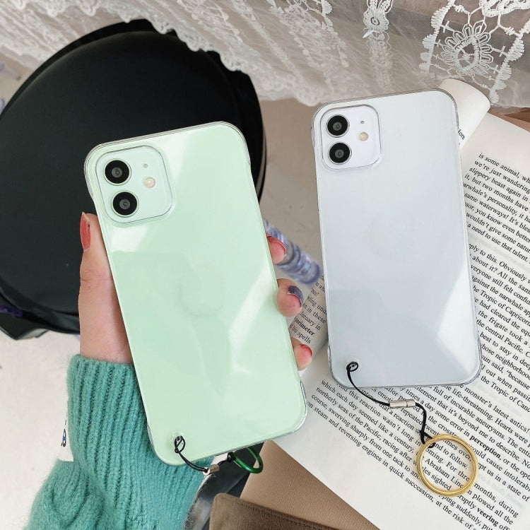 For iPhone 12 / 12 Pro Non-frame Four-corner Shockproof PC Case with Finger Ring Strap