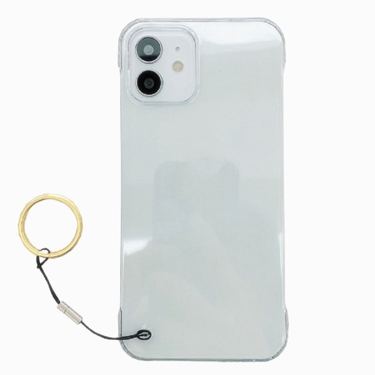 For iPhone 12 / 12 Pro Non-frame Four-corner Shockproof PC Case with Finger Ring Strap