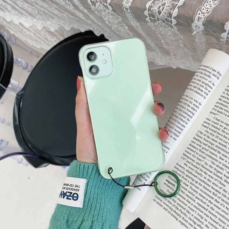 For iPhone 12 / 12 Pro Non-frame Four-corner Shockproof PC Case with Finger Ring Strap