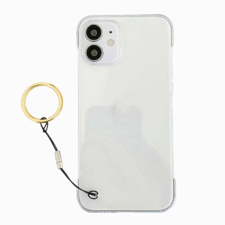 For iPhone 12 mini Non-frame Four-corner Shockproof PC Case with Finger Ring Strap