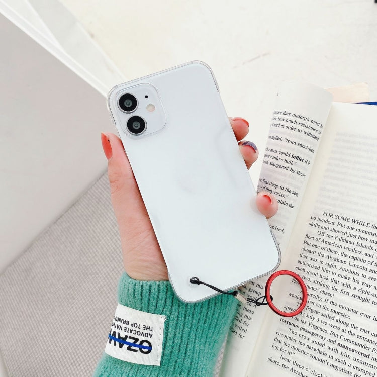 For iPhone 12 mini Non-frame Four-corner Shockproof PC Case with Finger Ring Strap