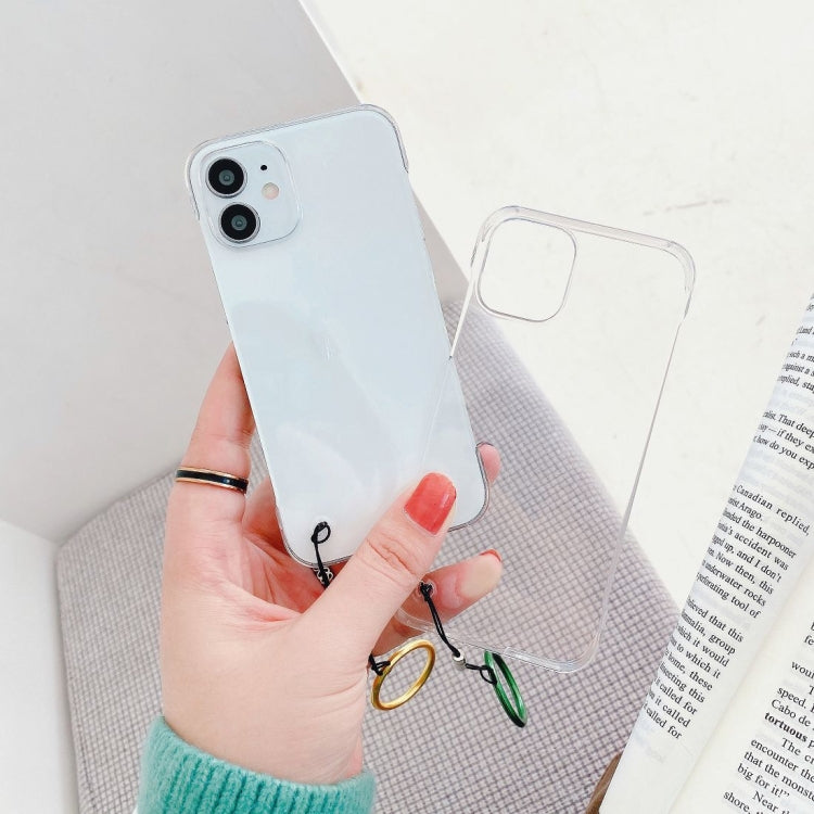 For iPhone 12 mini Non-frame Four-corner Shockproof PC Case with Finger Ring Strap