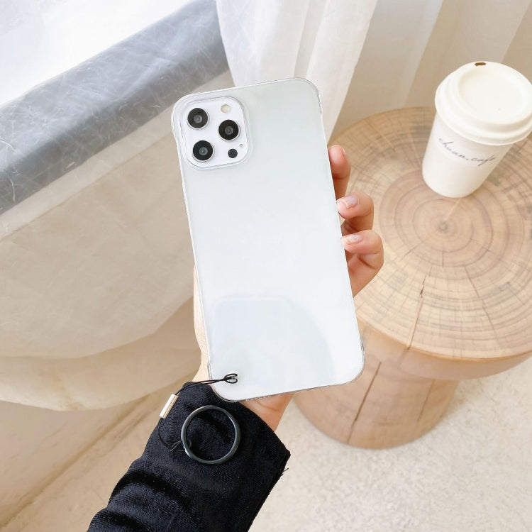 For iPhone 12 Pro Max Non-frame Four-corner Shockproof PC Case with Finger Ring Strap