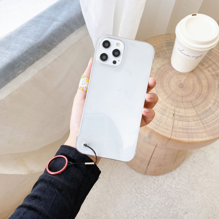 For iPhone 12 Pro Max Non-frame Four-corner Shockproof PC Case with Finger Ring Strap