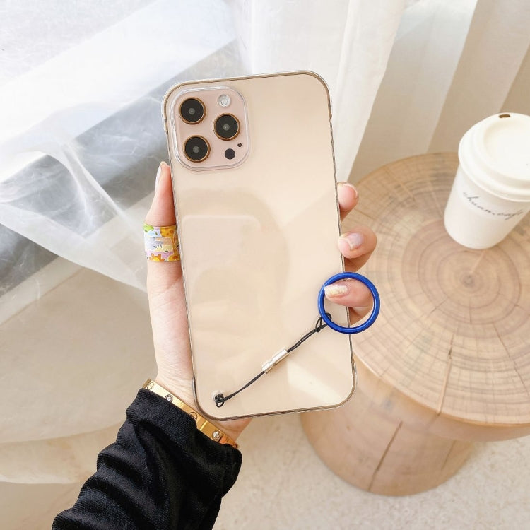 For iPhone 12 Pro Max Non-frame Four-corner Shockproof PC Case with Finger Ring Strap
