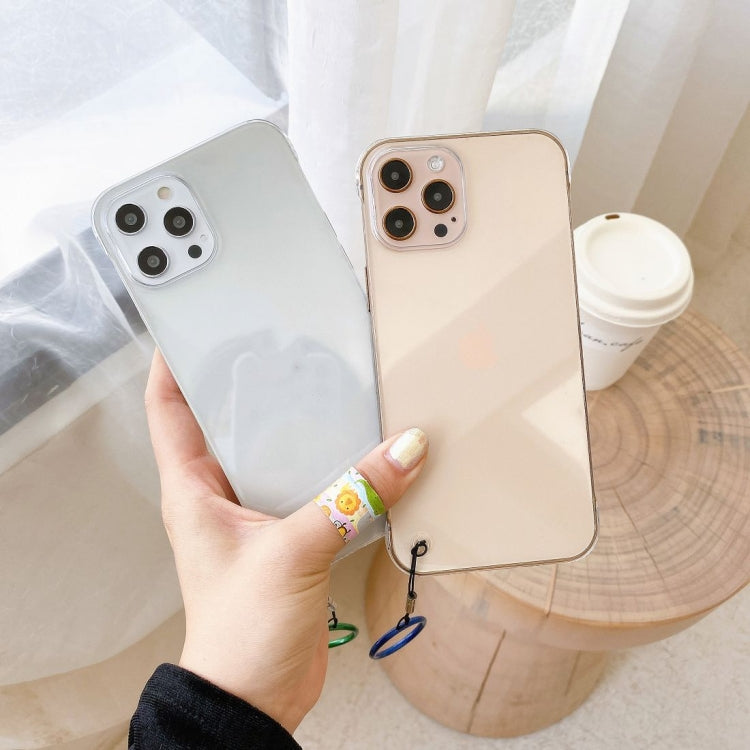 For iPhone 12 Pro Max Non-frame Four-corner Shockproof PC Case with Finger Ring Strap