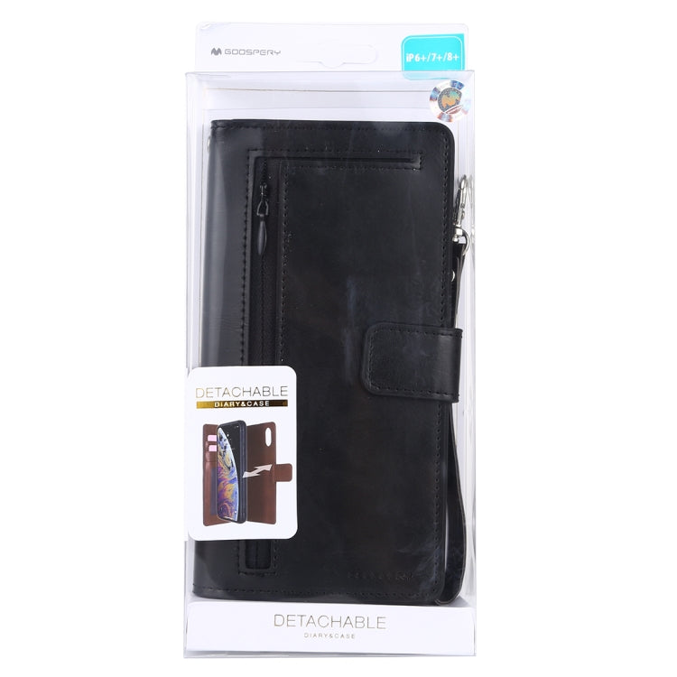 For iPhone 8 Plus MERCURY GOOSPERY DETACHABLE DIARY Detachable Horizontal Flip Leather Case with Holder & Card Slots & Zipper & Wallet