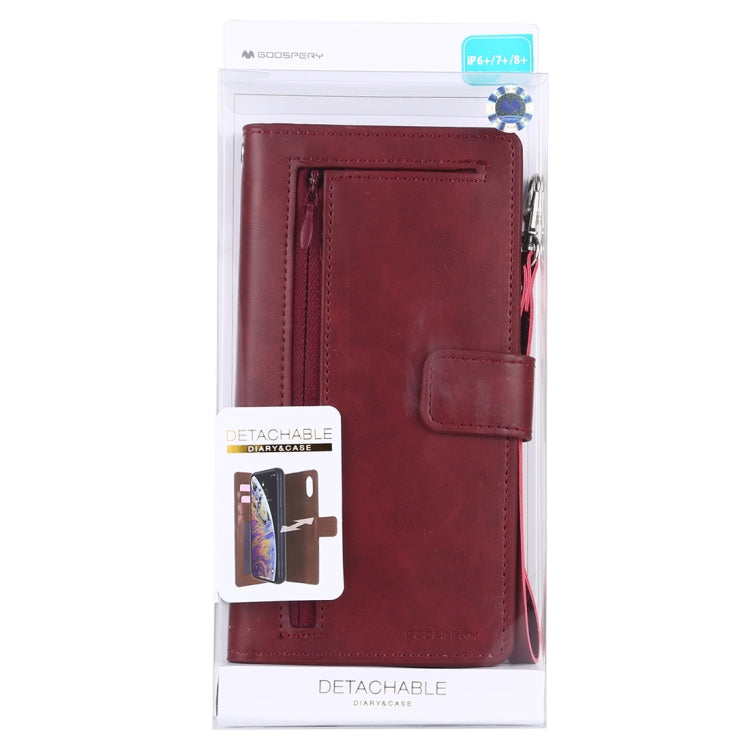For iPhone 8 Plus MERCURY GOOSPERY DETACHABLE DIARY Detachable Horizontal Flip Leather Case with Holder & Card Slots & Zipper & Wallet