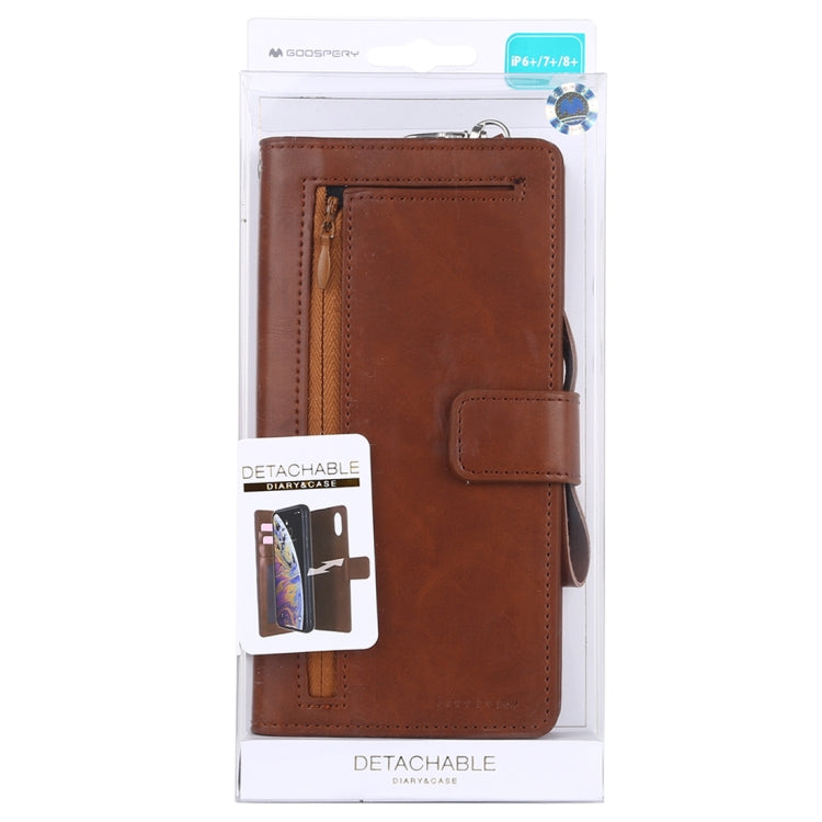 For iPhone 8 Plus MERCURY GOOSPERY DETACHABLE DIARY Detachable Horizontal Flip Leather Case with Holder & Card Slots & Zipper & Wallet