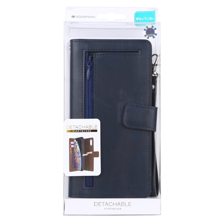 For iPhone 8 Plus MERCURY GOOSPERY DETACHABLE DIARY Detachable Horizontal Flip Leather Case with Holder & Card Slots & Zipper & Wallet