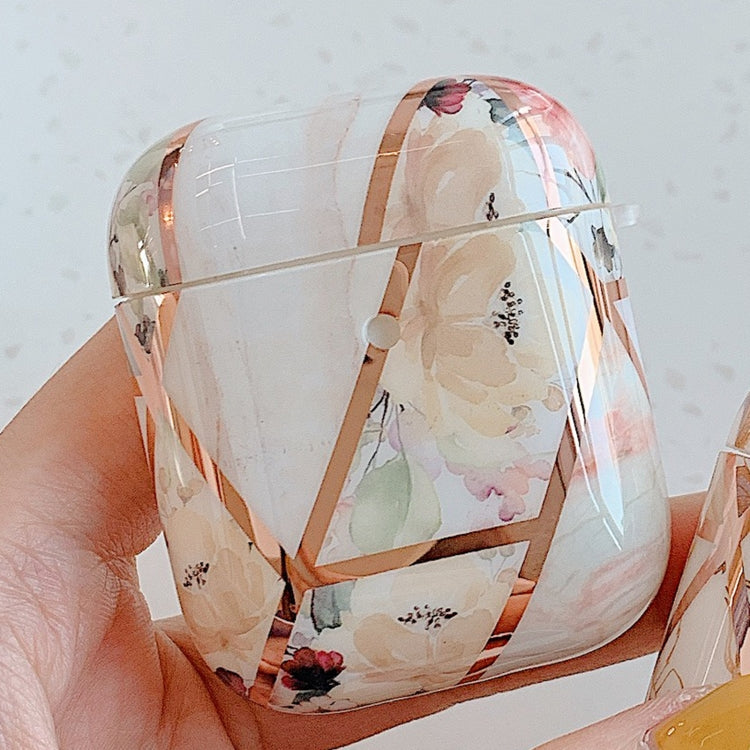 Stitching Flower Pattern Earphone Protective Case For AirPods 1 / 2