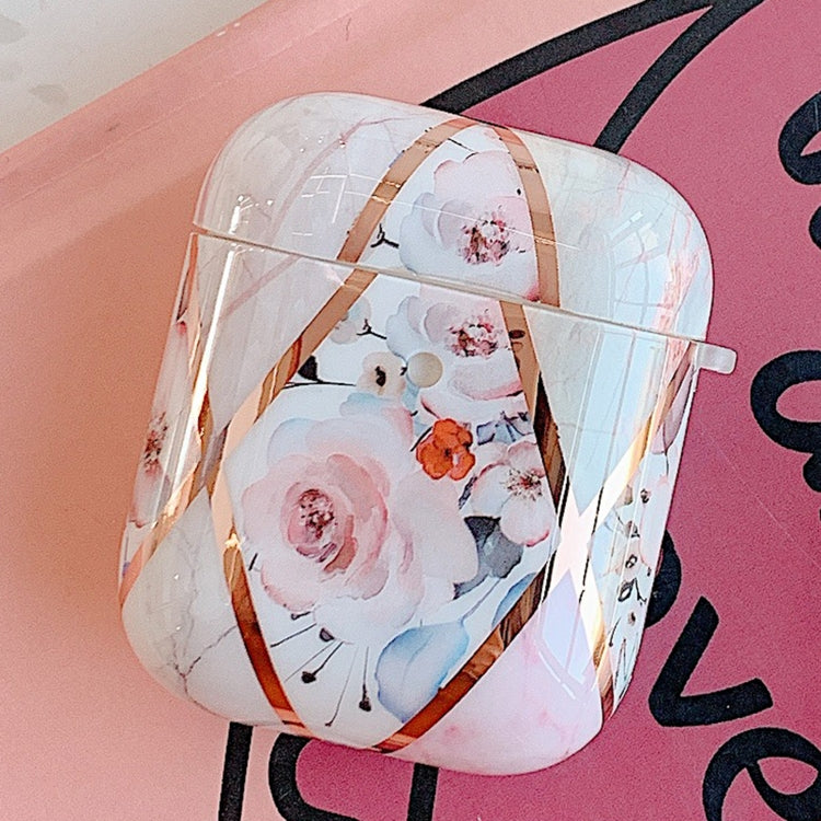 Stitching Flower Pattern Earphone Protective Case For AirPods 1 / 2