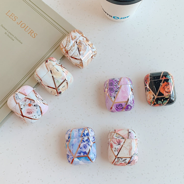 Stitching Flower Pattern Earphone Protective Case For AirPods 1 / 2