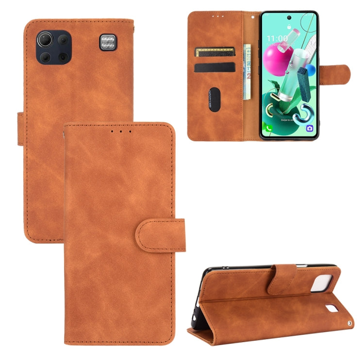 For LG K92 5G Solid Color Skin Feel Magnetic Buckle Horizontal Flip Calf Texture PU Leather Case with Holder & Card Slots & Wallet