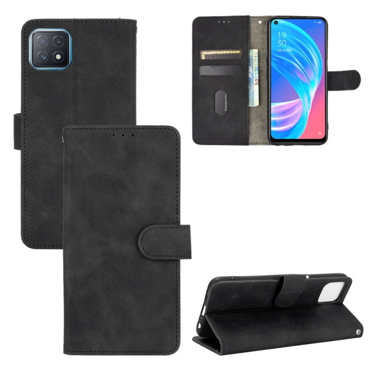 For OPPO A72 5G / A73 5G Solid Color Skin Feel Magnetic Buckle Horizontal Flip Calf Texture PU Leather Case with Holder & Card Slots & Wallet