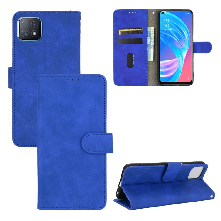 For OPPO A72 5G / A73 5G Solid Color Skin Feel Magnetic Buckle Horizontal Flip Calf Texture PU Leather Case with Holder & Card Slots & Wallet