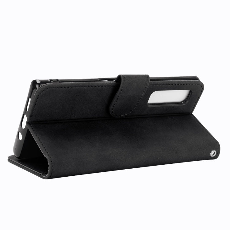 For Fujitsu Arrows NX9 F-52A Solid Color Skin Feel Magnetic Buckle Horizontal Flip Calf Texture PU Leather Case with Holder & Card Slots & Wallet